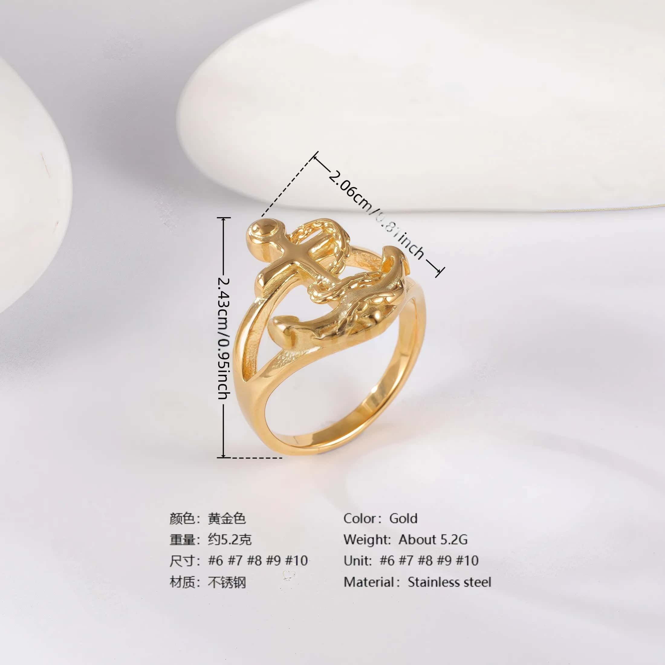 24K Gold PVD Stainless Steel Titanium Unique Collection Women's Ring-JinBaoJewerly