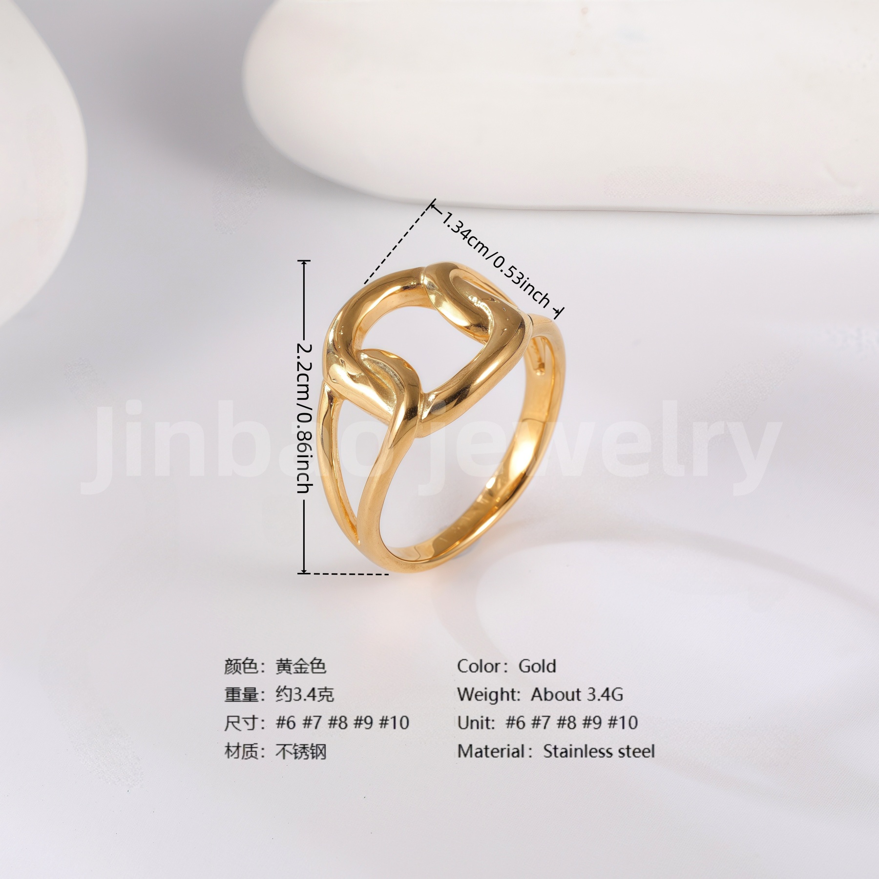 24K Gold PVD Stainless Steel Titanium Heart & Floral Women's Ring-JinBaoJewerly