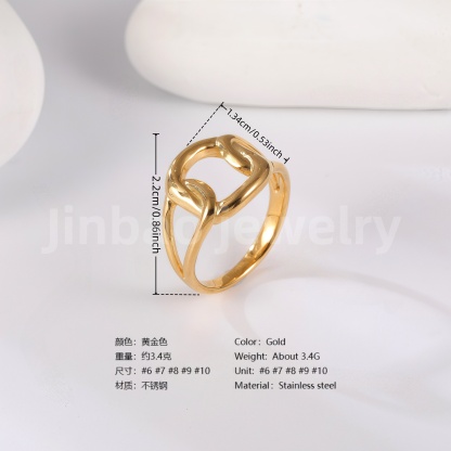 24K Gold PVD Stainless Steel Titanium Heart & Floral Women's Ring-JinBaoJewerly