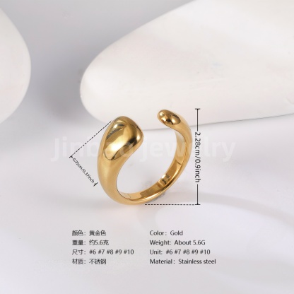 24K Gold PVD Stainless Steel Titanium Geometric Women's Ring-JinBaoJewerly