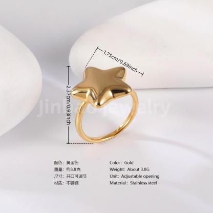 24K Gold PVD Stainless Steel Titanium Geometric Women's Ring-JinBaoJewerly