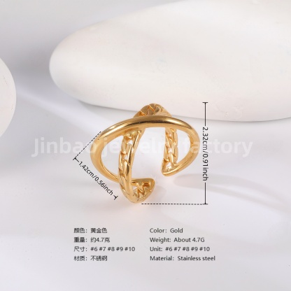 24K Gold PVD Stainless Steel Titanium Minimalist Women's Ring-JinBaoJewerly