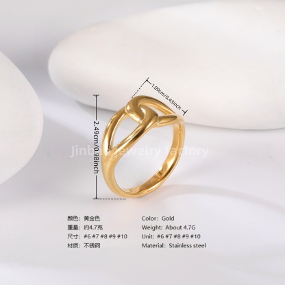 24K Gold PVD Stainless Steel Titanium Cross & Butterfly Women's Ring-JinBaoJewerly