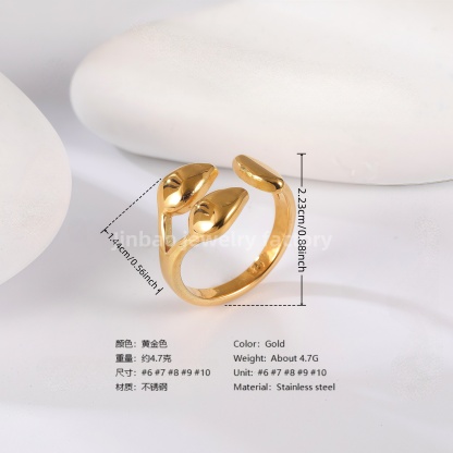 24K Gold PVD Stainless Steel Titanium Cross & Butterfly Women's Ring-JinBaoJewerly