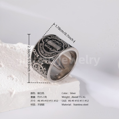 Stainless Steel Titanium Engraving and Medal Men's Ring-JinBaoJewerly