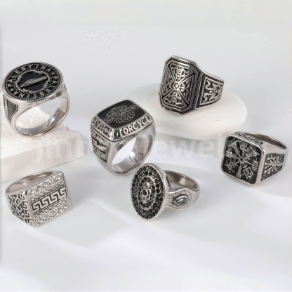 Stainless Steel Titanium Showcase Power Men's Ring-JinBaoJewerly