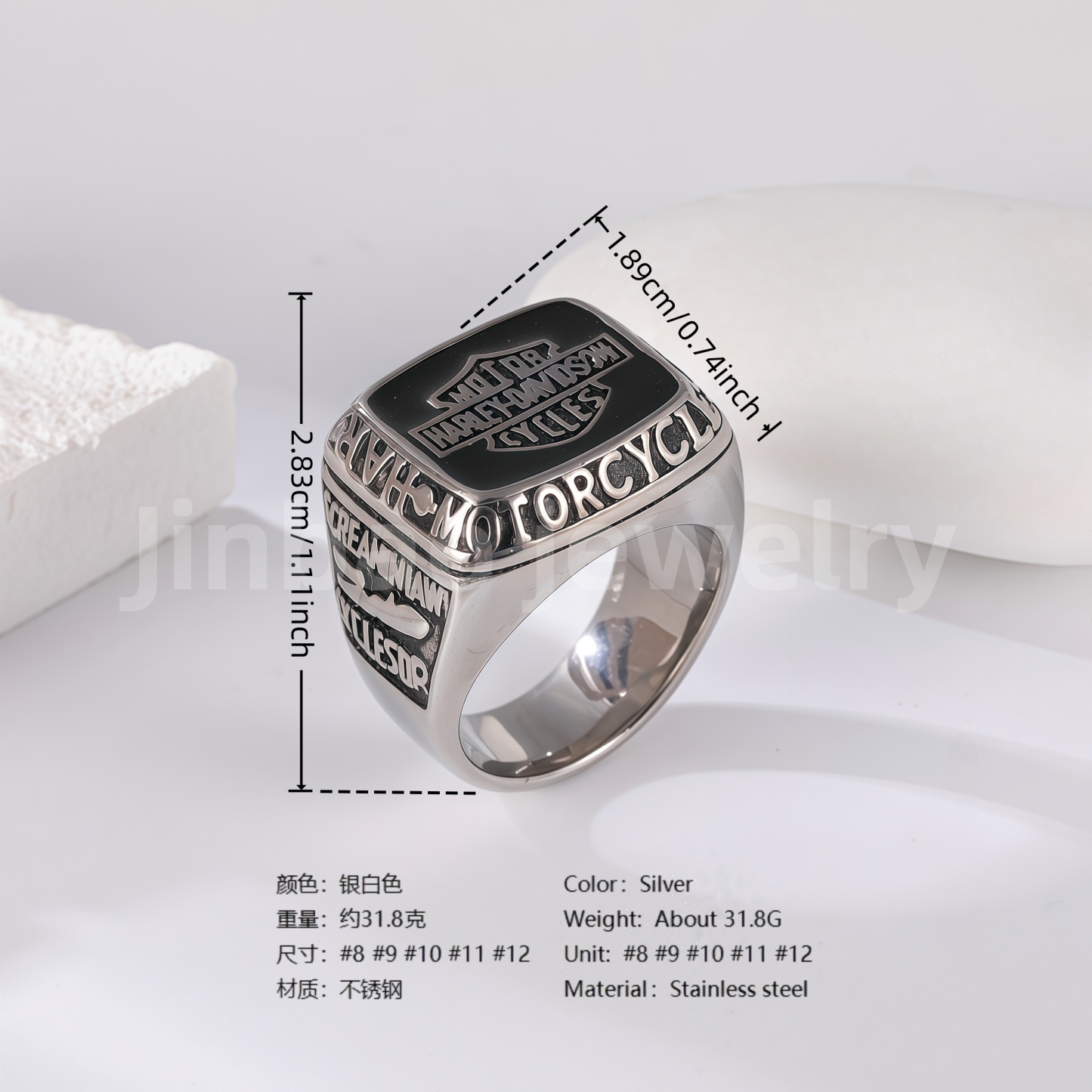 Stainless Steel Titanium Showcase Power Men's Ring-JinBaoJewerly