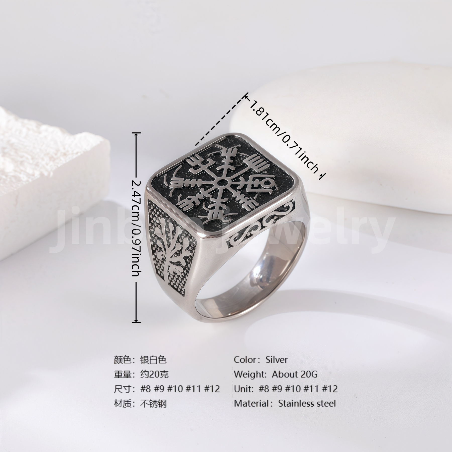 Stainless Steel Titanium Showcase Power Men's Ring-JinBaoJewerly