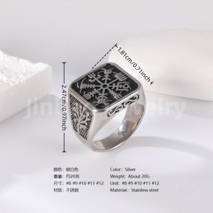 Stainless Steel Titanium Showcase Power Men's Ring-JinBaoJewerly
