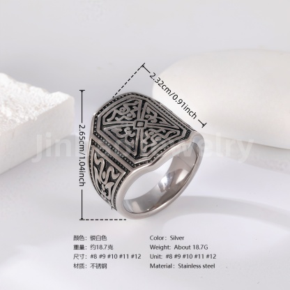 Stainless Steel Titanium Showcase Power Men's Ring-JinBaoJewerly