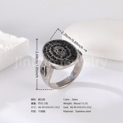 Stainless Steel Titanium Showcase Power Men's Ring-JinBaoJewerly