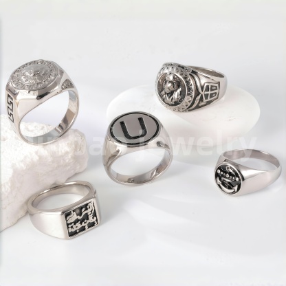 Stainless Steel Titanium Unique Symbol Men's Ring-JinBaoJewerly