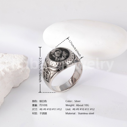 Stainless Steel Titanium Unique Symbol Men's Ring-JinBaoJewerly