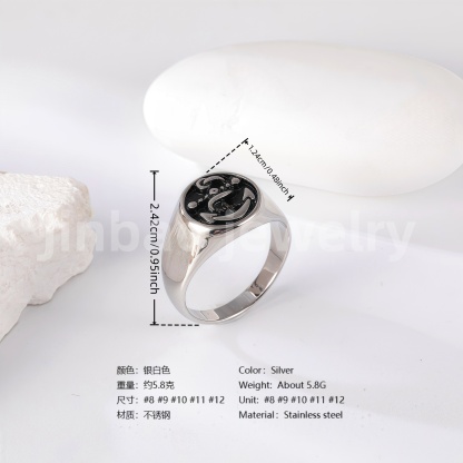 Stainless Steel Titanium Unique Symbol Men's Ring-JinBaoJewerly