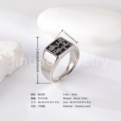 Stainless Steel Titanium Unique Symbol Men's Ring-JinBaoJewerly