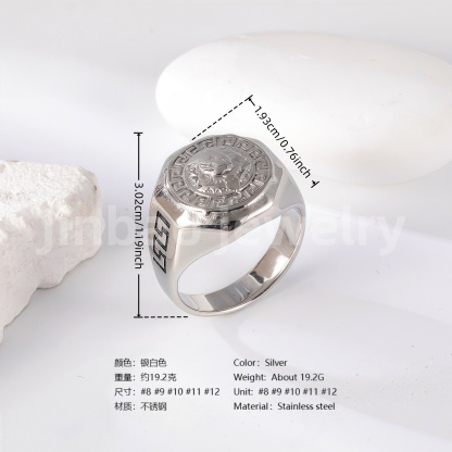 Stainless Steel Titanium Unique Symbol Men's Ring-JinBaoJewerly