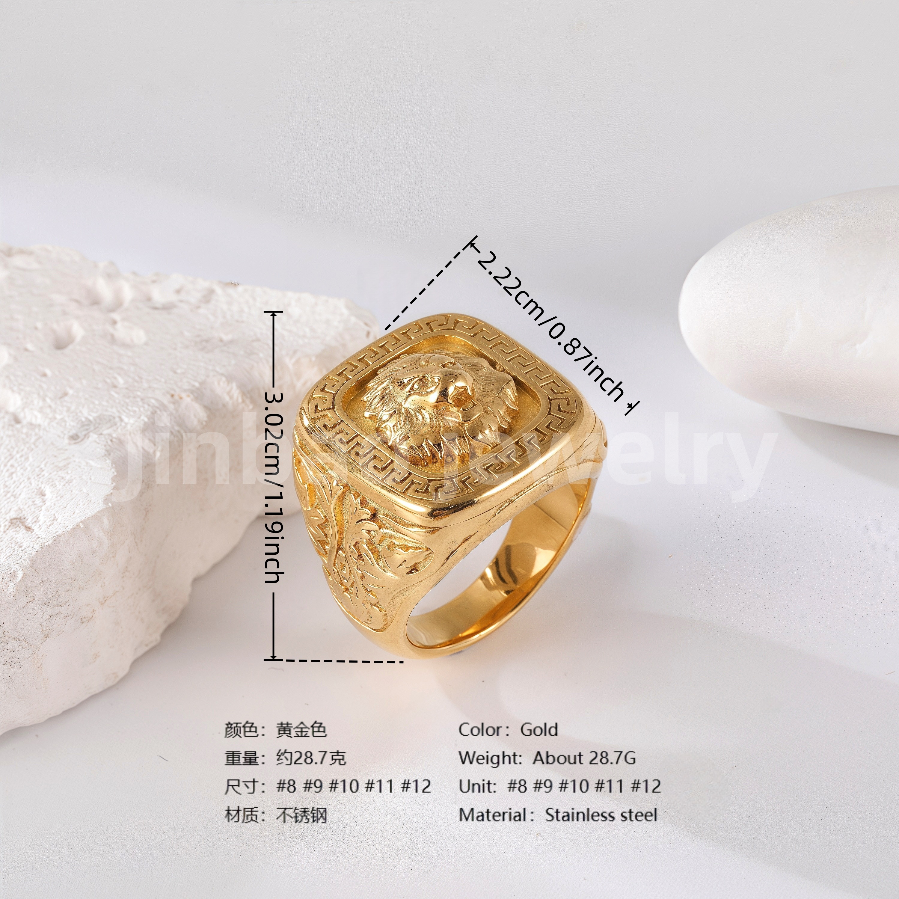 18K Gold Scorpion Stainless Steel Ring for Men, Vintage Carved Style Bold Band, Unique Black Engraved Design Fashion Ring-JINBAOJEWELRY