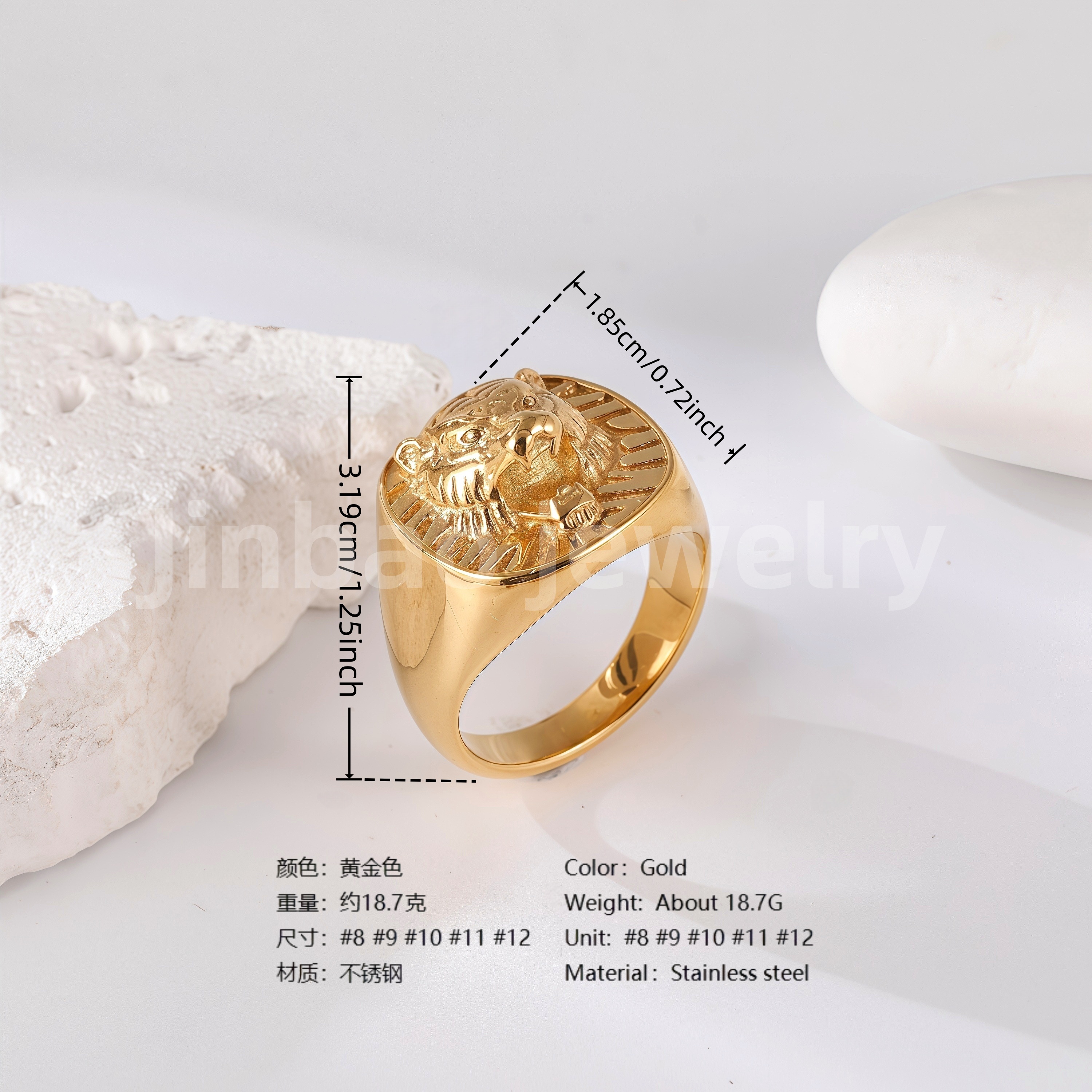 18K Gold Scorpion Stainless Steel Ring for Men, Vintage Carved Style Bold Band, Unique Black Engraved Design Fashion Ring-JINBAOJEWELRY