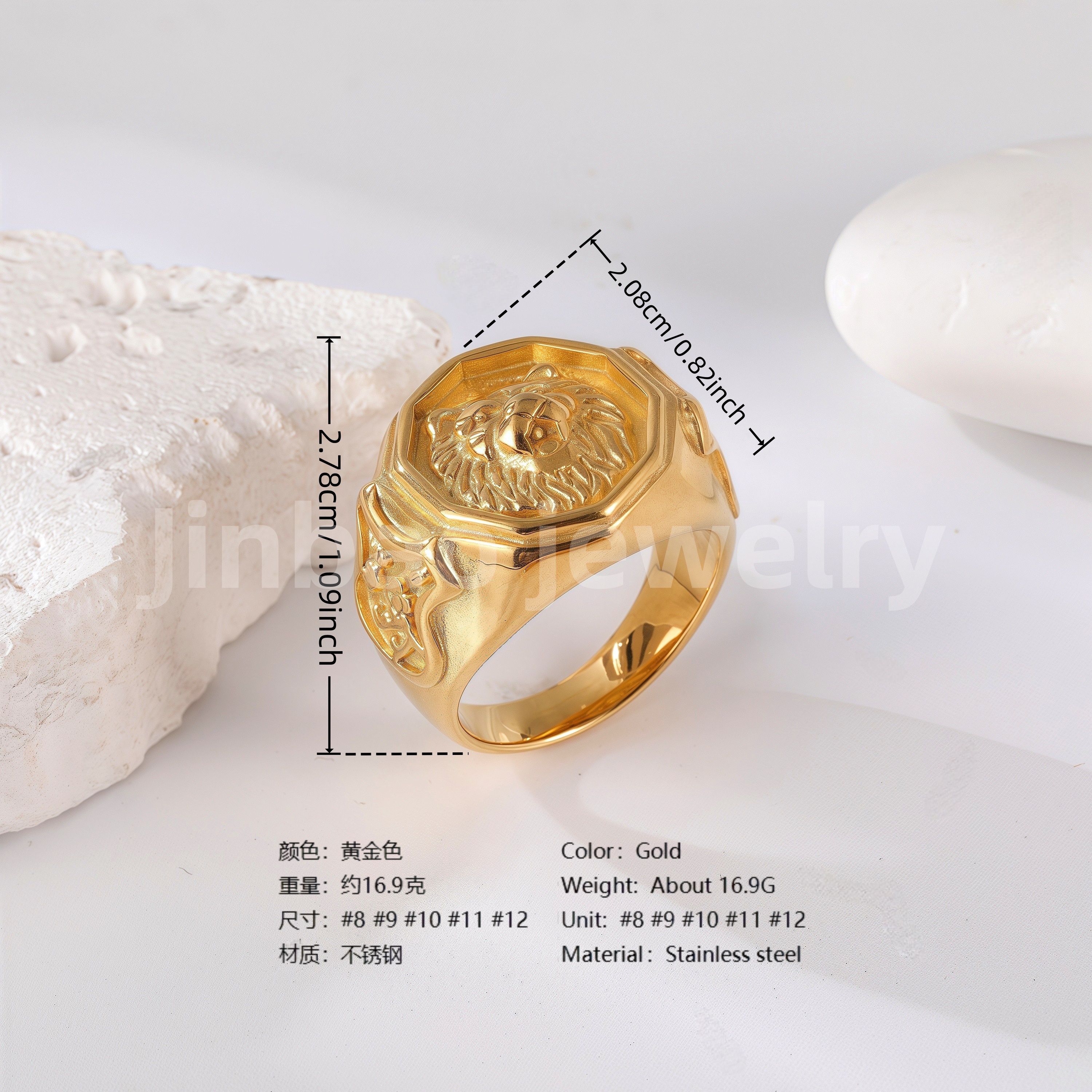 18K Gold Scorpion Stainless Steel Ring for Men, Vintage Carved Style Bold Band, Unique Black Engraved Design Fashion Ring-JINBAOJEWELRY