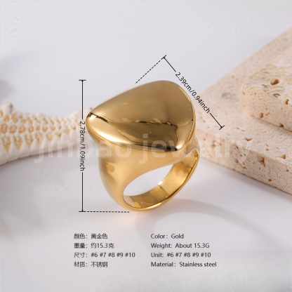 24K Gold PVD Stainless Steel Titanium Polished Perfection Women's Ring-JinBaoJewerly