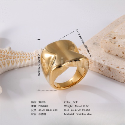 24K Gold PVD Stainless Steel Titanium Polished Perfection Women's Ring-JinBaoJewerly