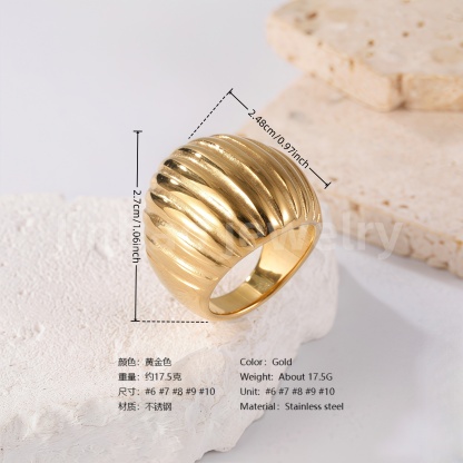 24K Gold PVD Stainless Steel Titanium Modern Twist Women's Ring-JinBaoJewerly