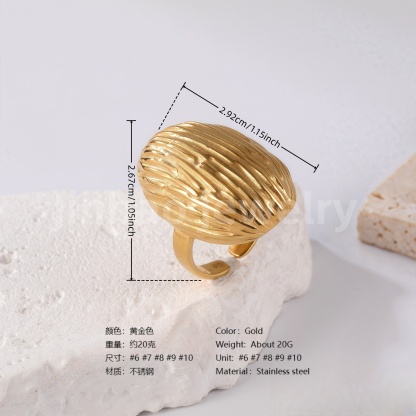 24K Gold PVD Stainless Steel Titanium Textured Elegance Women's Ring-JinBaoJewerly