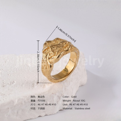 24K Gold PVD Stainless Steel Titanium Intricate Women's Ring-JinBaoJewerly