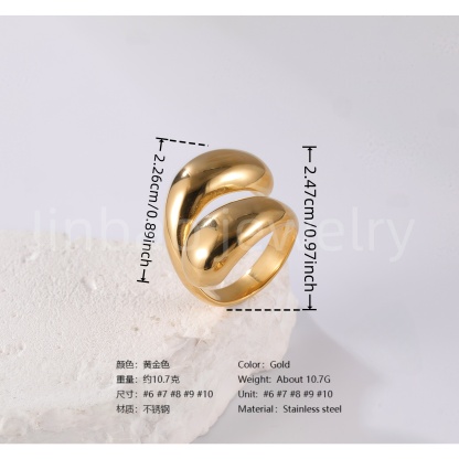 24K Gold PVD Stainless Steel Titanium Pearl Blossom Women's Ring-JinBaoJewerly