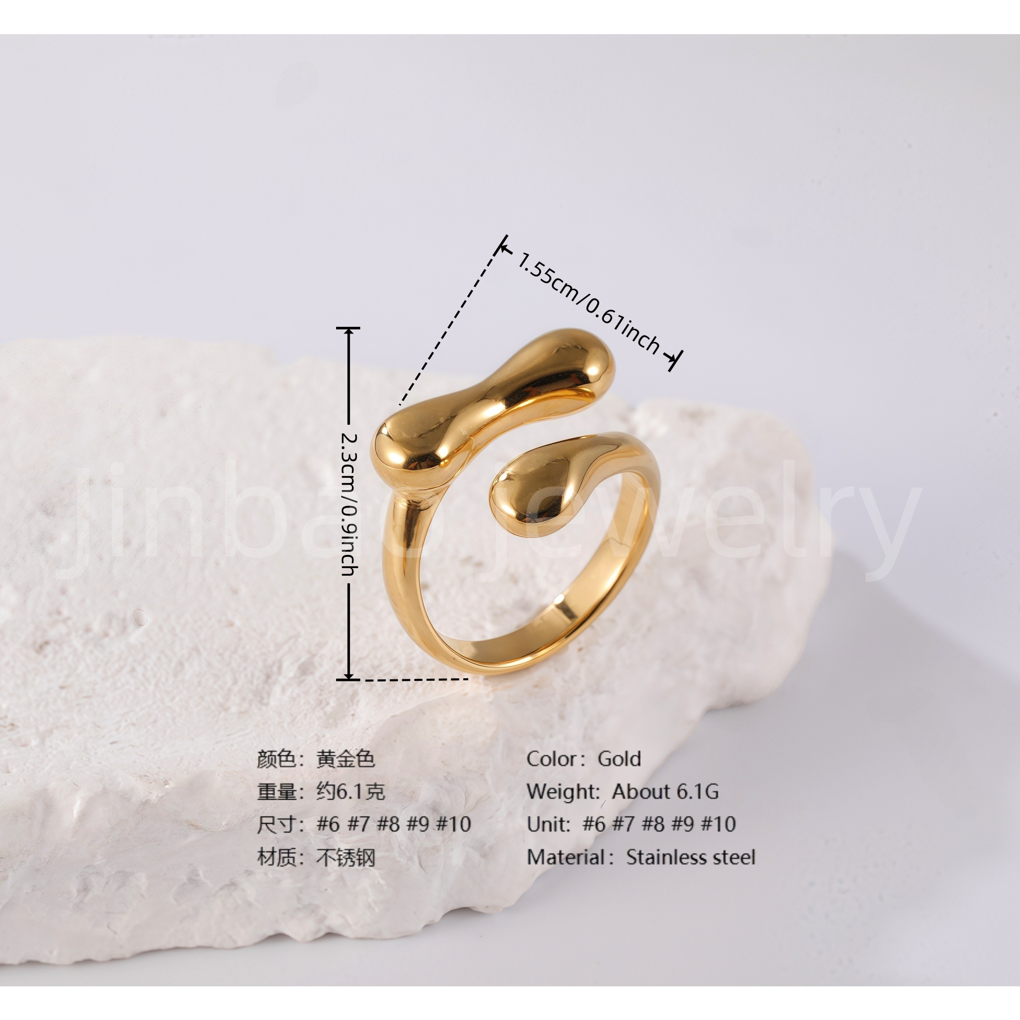 24K Gold PVD Stainless Steel Titanium Pearl Blossom Women's Ring-JinBaoJewerly