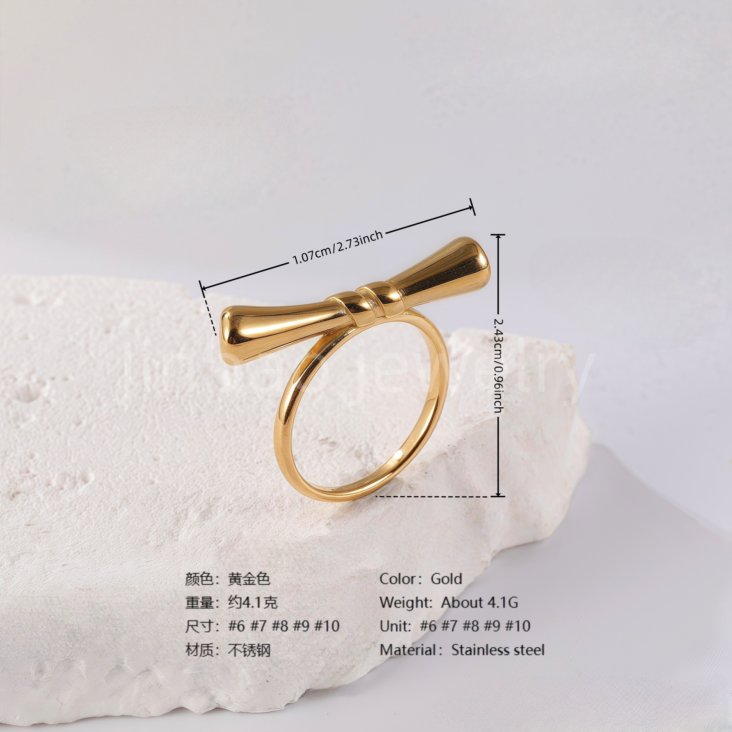 24K Gold PVD Stainless Steel Titanium Bead and Pearl Harmony Women's Ring-JinBaoJewerly