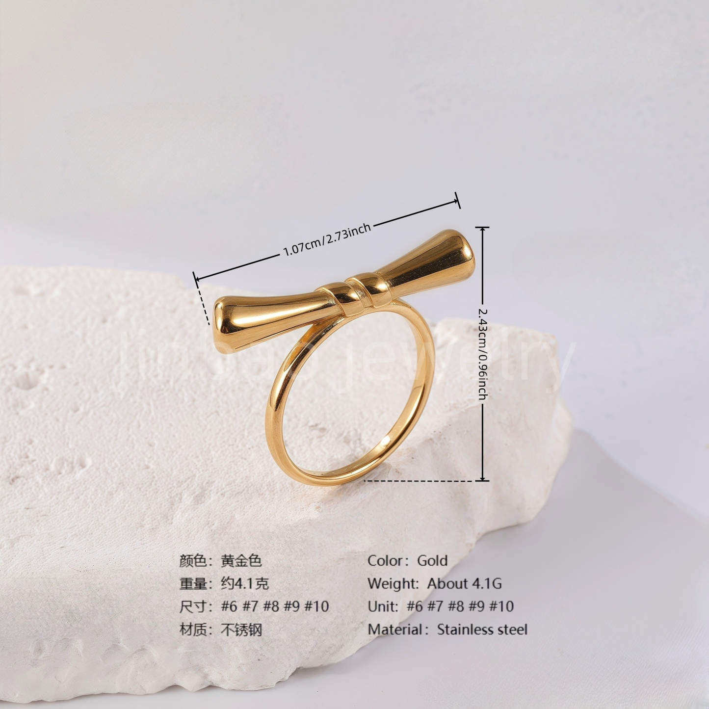 24K Gold PVD Stainless Steel Titanium Bead and Pearl Harmony Women's Ring-JinBaoJewerly