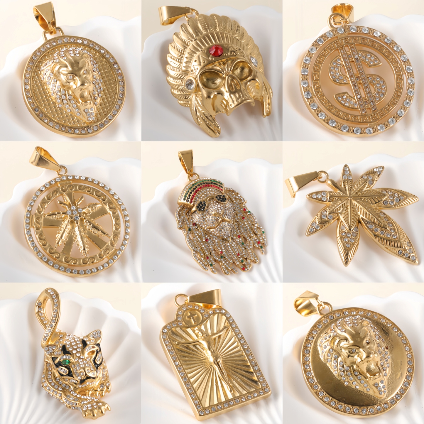 24K gold-plated stainless steel pendant, non-allergenic and non-fading-JinBaoJewerly