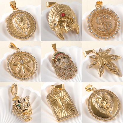 24K gold-plated stainless steel pendant, non-allergenic and non-fading-JinBaoJewerly