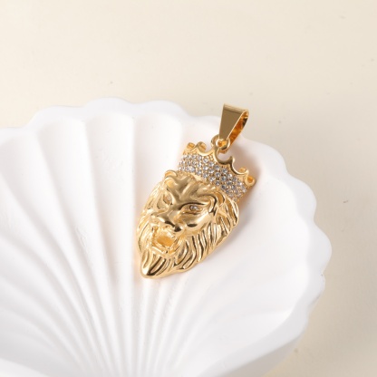 [Golden Lion]24K gold-plated stainless steel pendant, Hip Hop, non-allergenic and non-fading-JinBaoJewerly