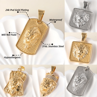 [Golden Lion]24K gold-plated stainless steel pendant, Hip Hop, non-allergenic and non-fading-JinBaoJewerly