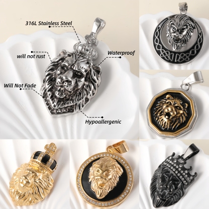 [Evil Lion]24K gold-plated stainless steel pendant, non-allergenic and non-fading-JinBaoJewerly