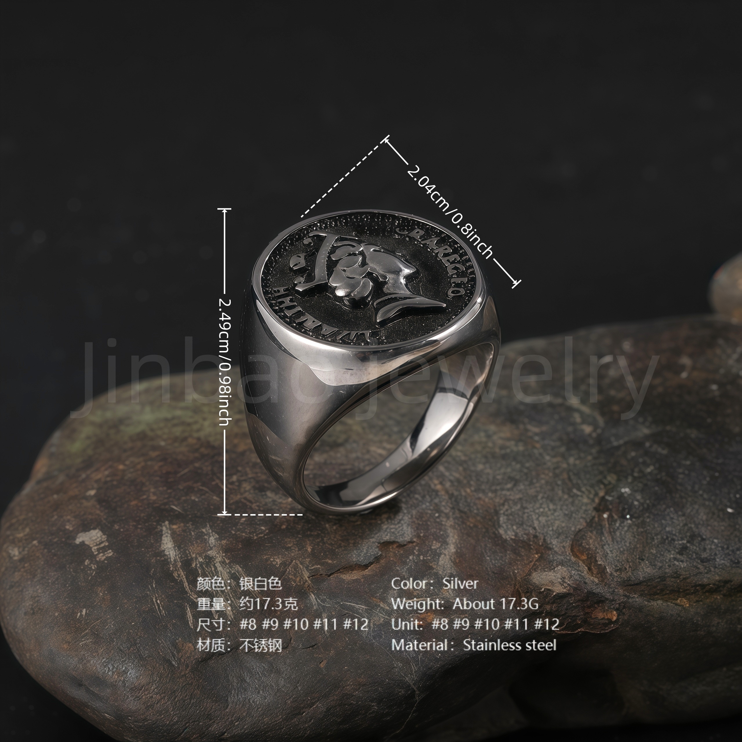 18K Gold Scorpion Stainless Steel Ring for Men, Vintage Carved Style Bold Band, Unique Black Engraved Design Fashion Ring-JINBAOJEWELRY