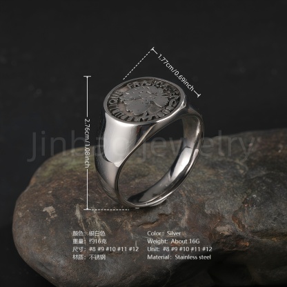 24K Gold PVD Stainless Steel Titanium Monarch's Coin Men's Ring-JinBaoJewerly