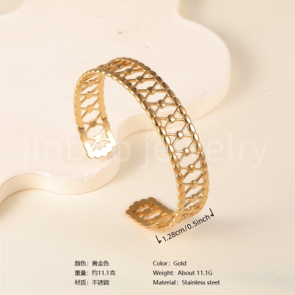 Classic Chain Design 24K Gold PVD Stainless Steel Titanium Women's Bangle-JinBaoJewerly