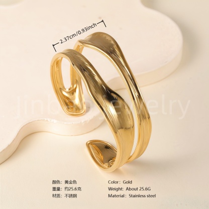 Classic Chain Design 24K Gold PVD Stainless Steel Titanium Women's Bangle-JinBaoJewerly