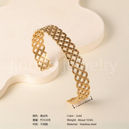 Classic Chain Design 24K Gold PVD Stainless Steel Titanium Women's Bangle-JinBaoJewerly