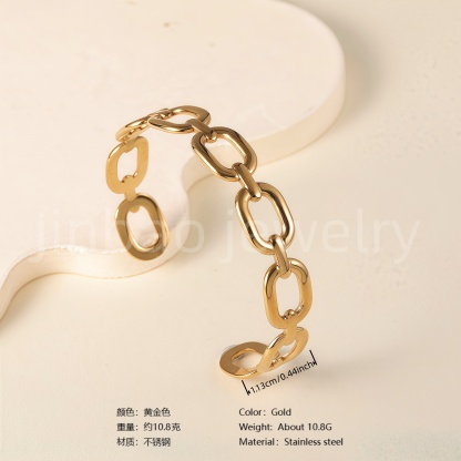 Classic Chain Design 24K Gold PVD Stainless Steel Titanium Women's Bangle-JinBaoJewerly