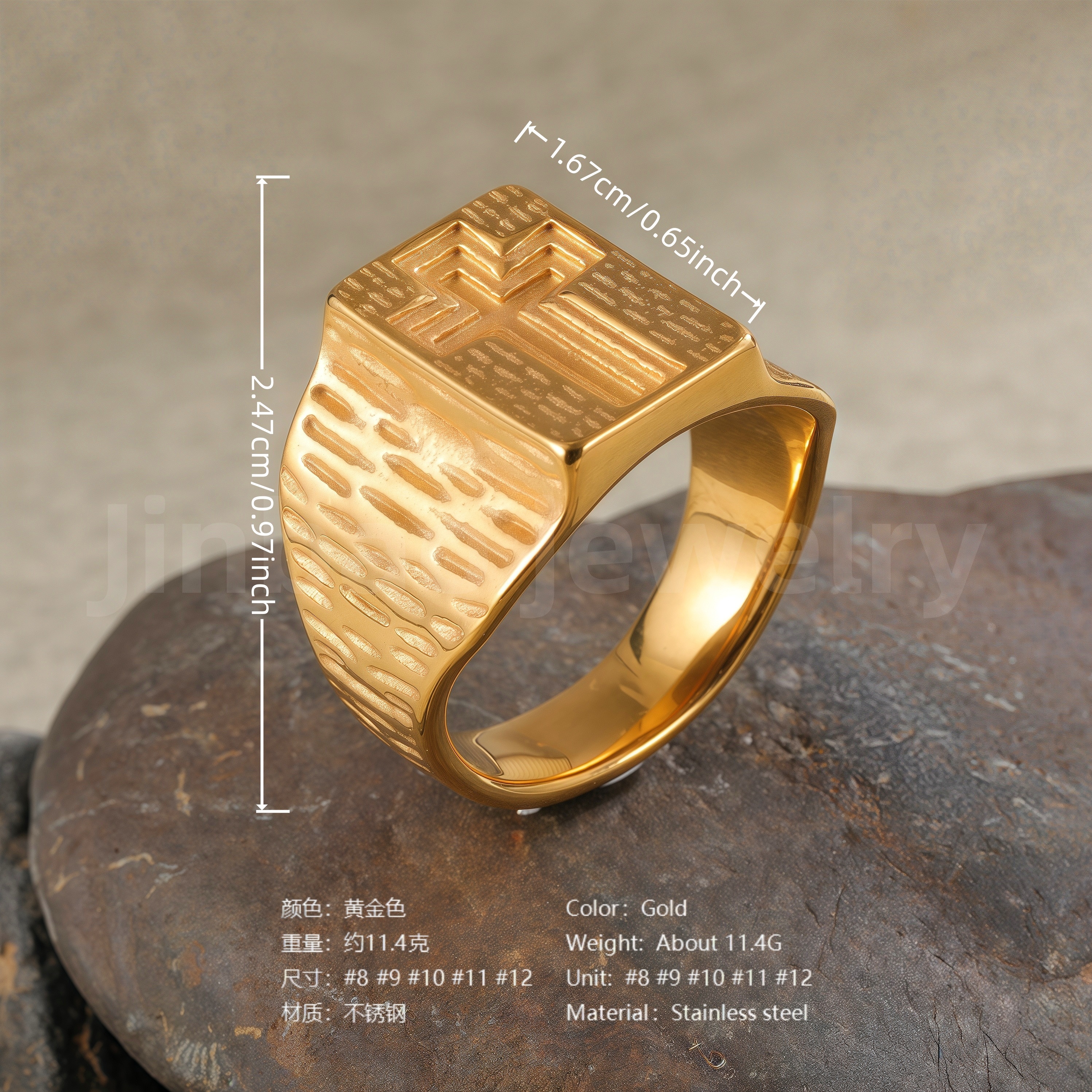 18K Gold Scorpion Stainless Steel Ring for Men, Vintage Carved Style Bold Band, Unique Black Engraved Design Fashion Ring-JINBAOJEWELRY