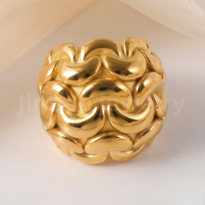 24K Gold-Plating Stainless Steel Fashion Sleek Modern Women’s Ring-JinBaoJewerly