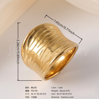 24K Gold-Plating Stainless Steel Fashion Sleek Modern Women’s Ring-JinBaoJewerly