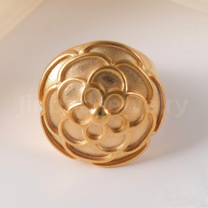 24K Gold-Plating Stainless Steel Fashion Sleek Modern Women’s Ring-JinBaoJewerly