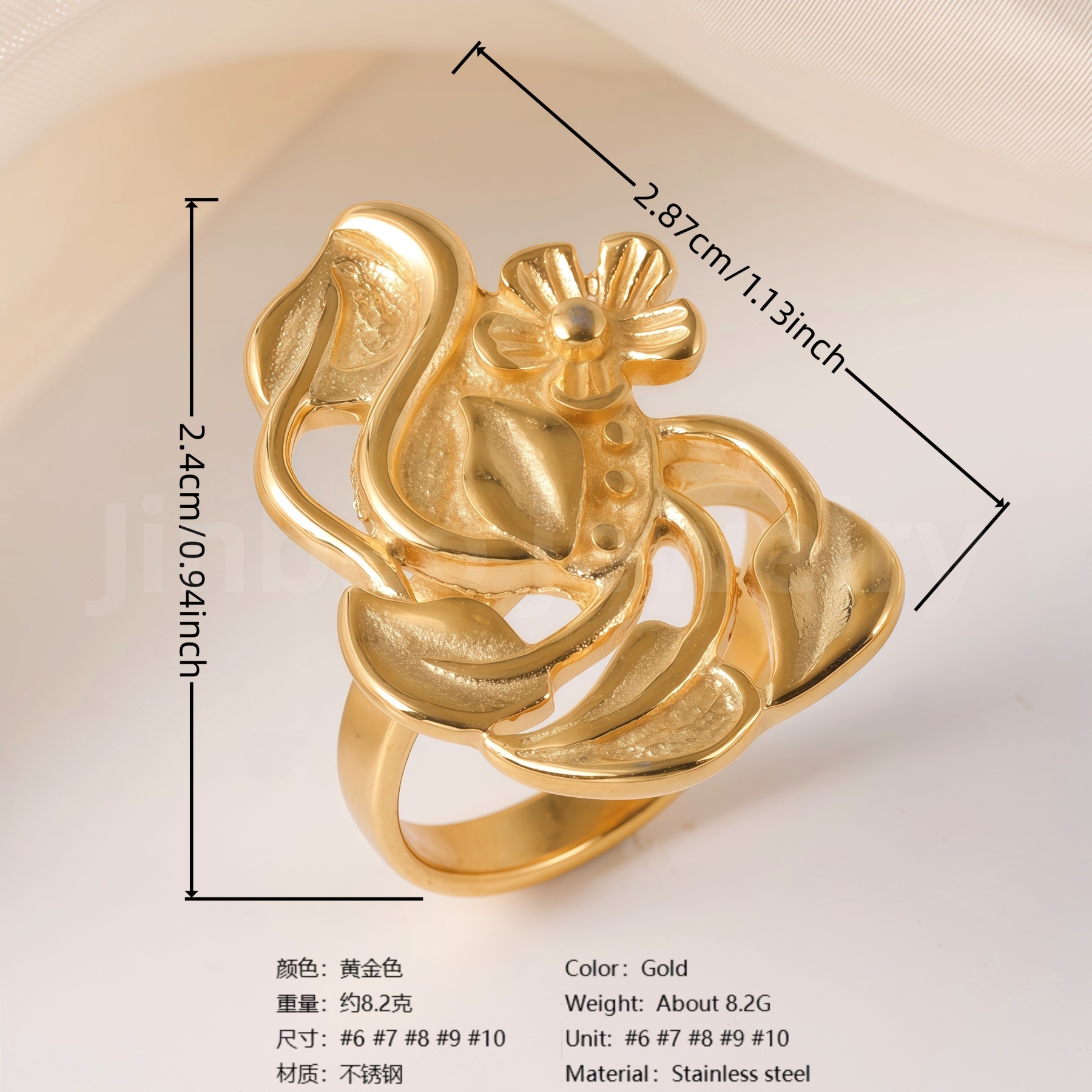 Stylish Natural Design Stainless Steel Women’s Ring-JinBaoJewerly