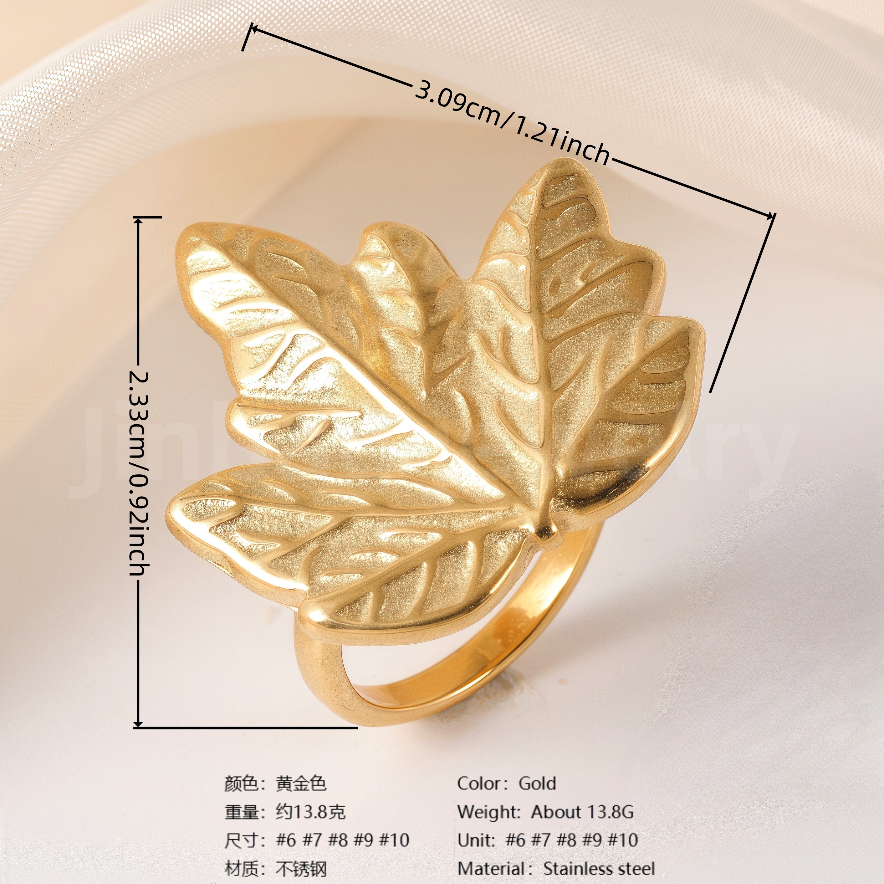 24K Gold PVD Stainless Steel Titanium Fashionable Multi-Color Gem Women's Ring-JinBaoJewerly