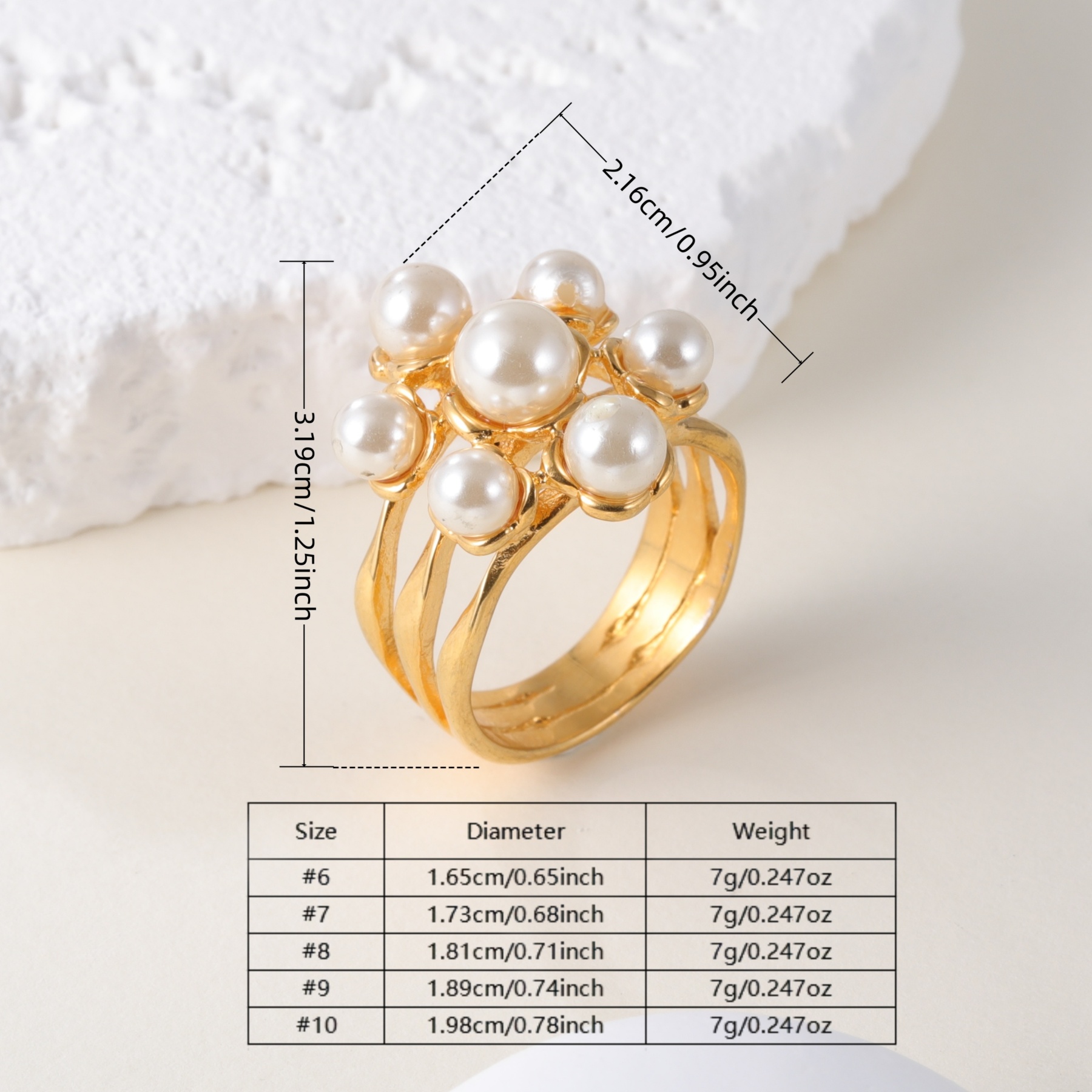 Floral Pearl Design Stainless Steel Women's Ring丨K003672-JinBaoJewerly